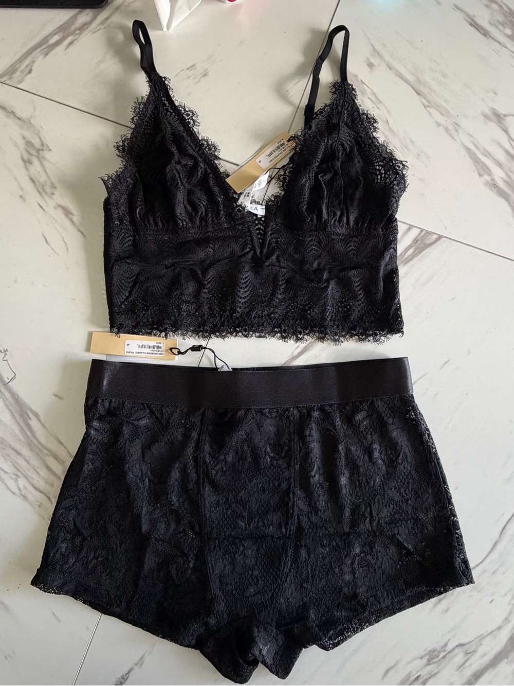 Cosabella Black Lace Bralette & Boyshort Set Size S – New With Tags